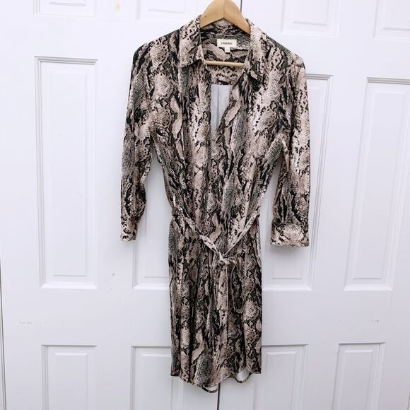 L'Agence Addison Python-Print Belted Shirtdress - Picture 2 of 12